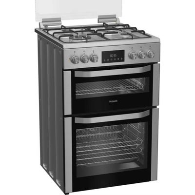 Hotpoint 60cm Dual Fuel Cooker - Stainless steel