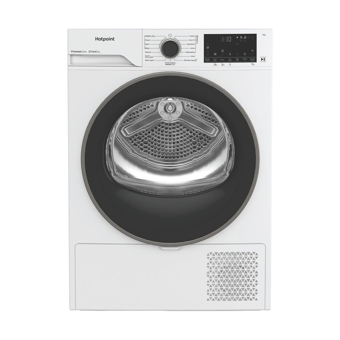 HOTPOINT FabricCare C HD 84M WBS UK WiFi-enabled 8 kg Heat Pump Tumble Dryer - White, White - Image 1