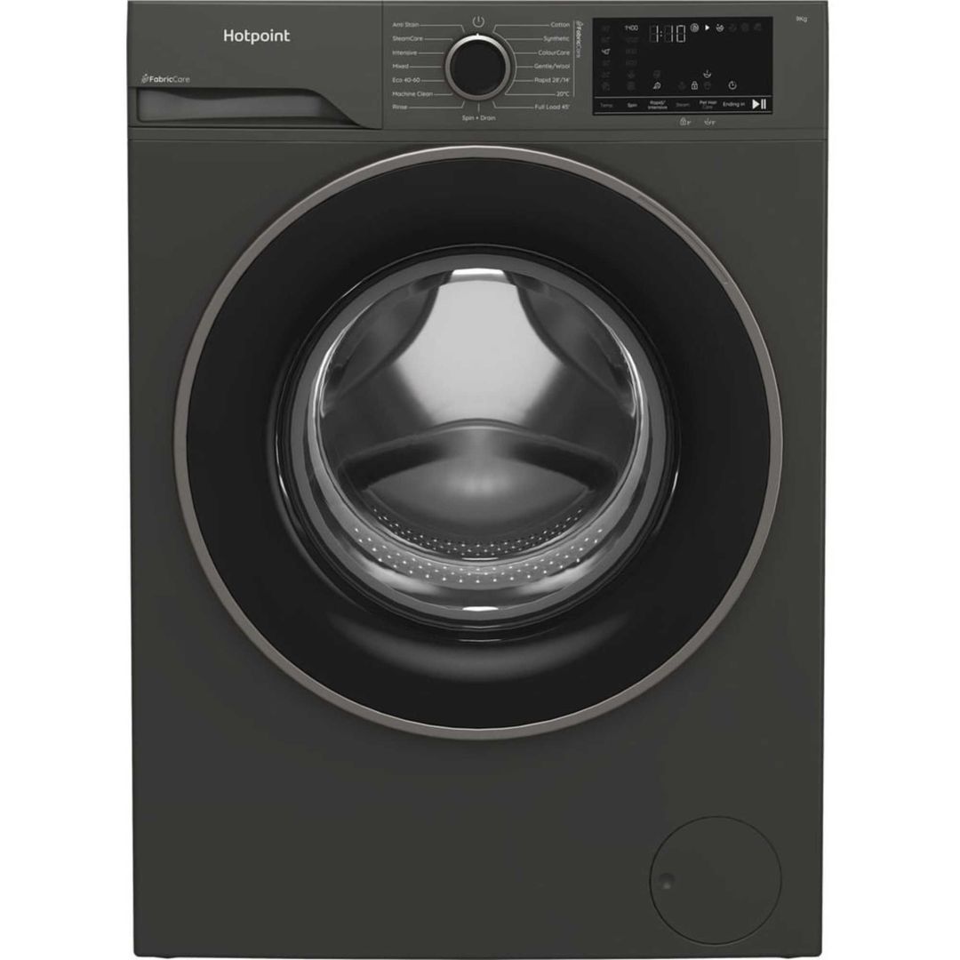 Hotpoint FabricCare 9kg Washing Machine - Graphite Freestanding 1400rpm Quiet A-Rated - Image 1