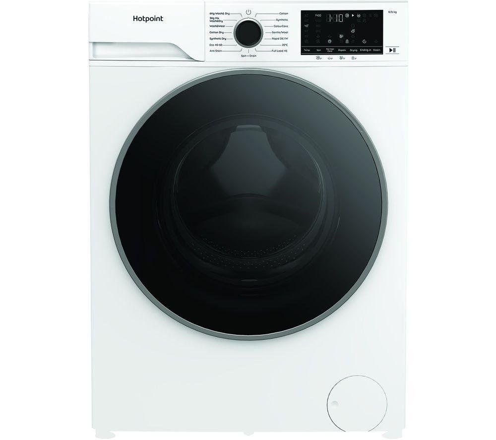 Hotpoint AntiStain 8kg Wash 6kg Dry Washer Dryer, 1400rpm - D Rated, White, HBD8680ANTISTAINUK - Image 1