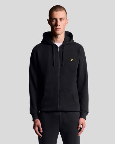 Lyle & Scott Men's Loopback Cotton Fit Full Zip Hoodie in Jet Black