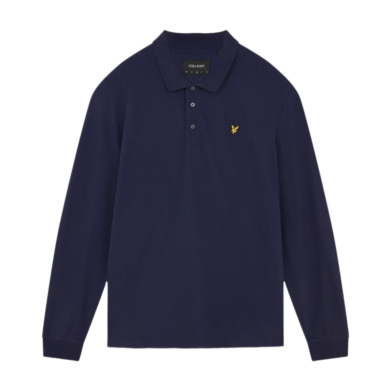 Lyle & Scott Men's Long Sleeve Cotton Polo Shirt in Navy - Image 1