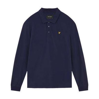 Lyle & Scott Men's Long Sleeve Cotton Polo Shirt in Navy - Thumbnail 2