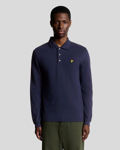 Lyle & Scott Men's Long Sleeve Cotton Polo Shirt in Navy