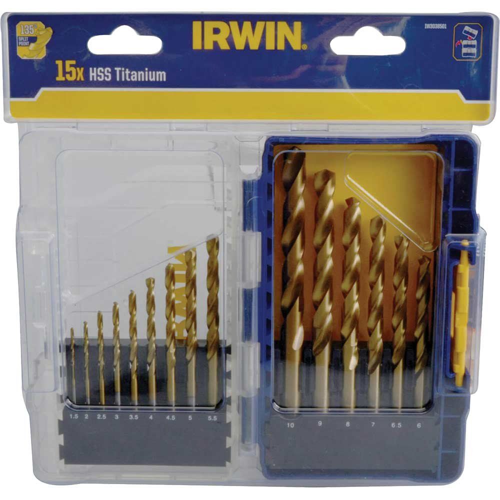 Irwin 15 Piece HSS Titanium Metal Drill Bit Set - Image 1