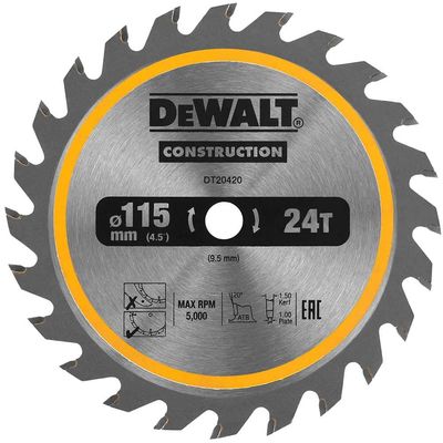 Dewalt DT20420-QZ Dt20420 Tct Construction Circular Saw Blade 115 X 9.5Mm X 24T
