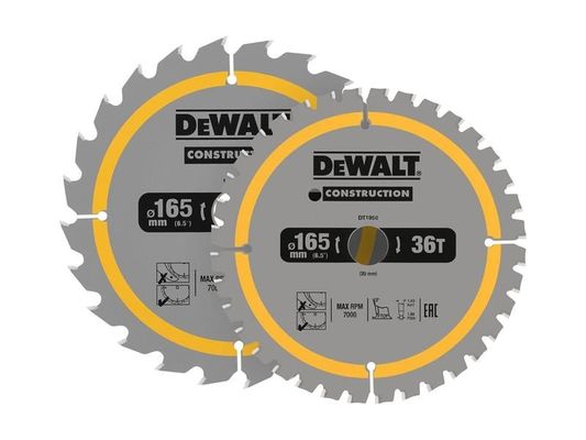 Dewalt DT90270-QZ Dt90270 Construction Circular Saw Blade 2 Pack 165 X 20Mm X 24T/36T