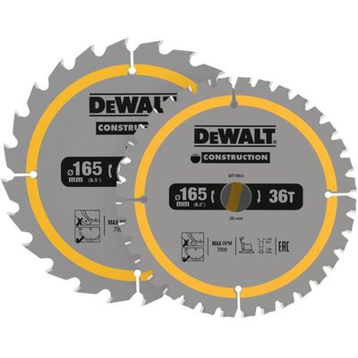 Dewalt DT90270-QZ Dt90270 Construction Circular Saw Blade 2 Pack 165 X 20Mm X 24T/36T - Thumbnail 2
