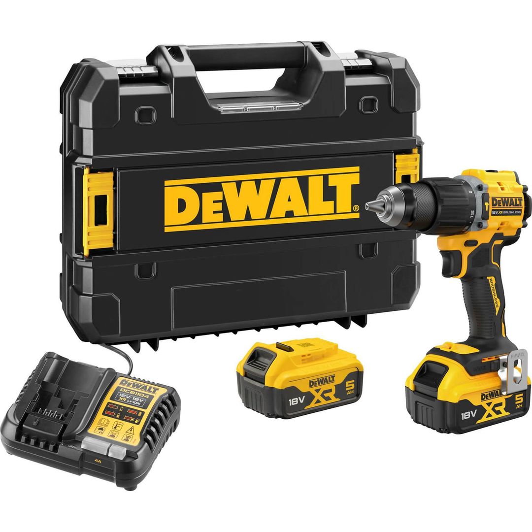 Dewalt DCD799 18v XR Cordless Brushless Compact Combi Drill 2 x 5ah Li-ion Charger Case - Image 1