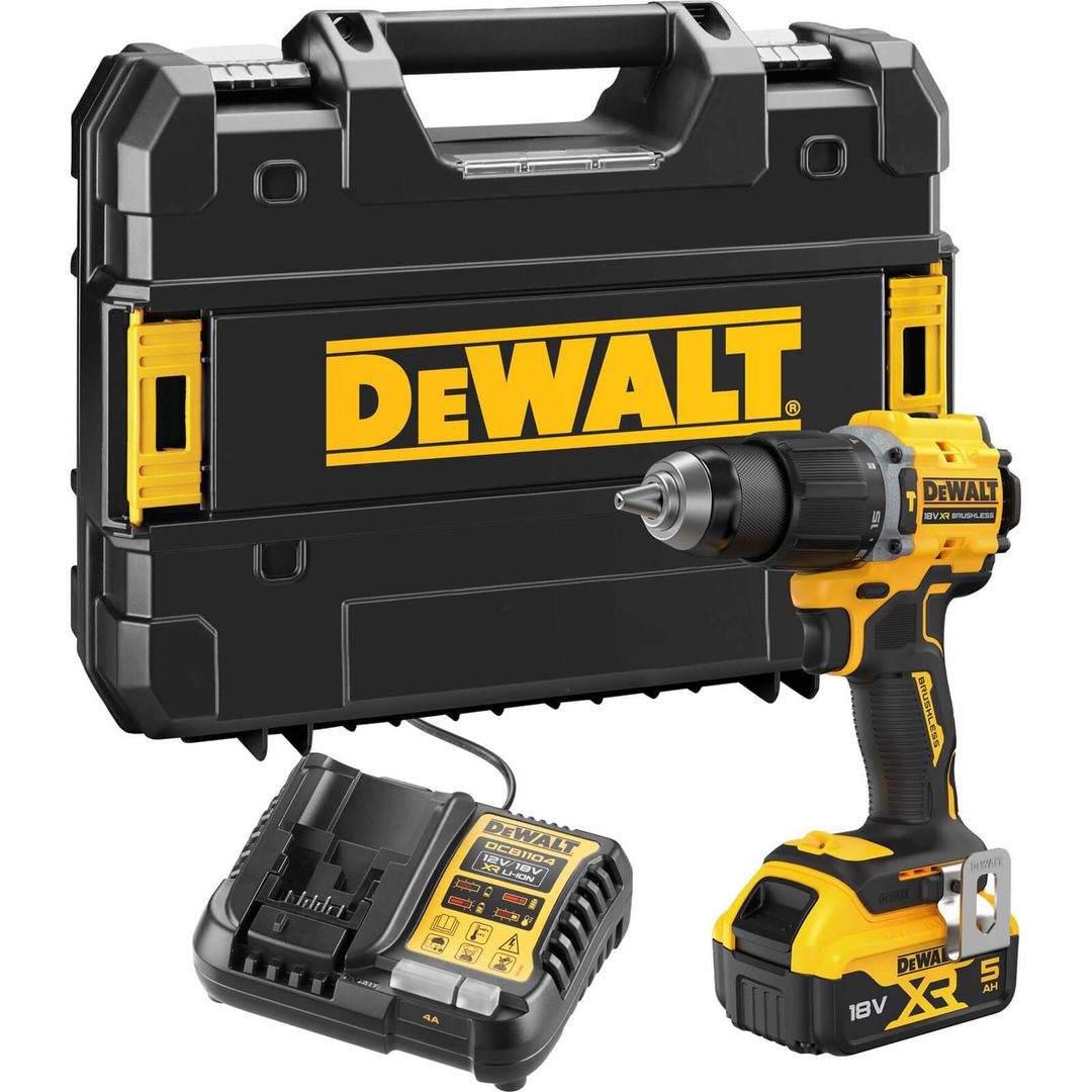 Dewalt DCD799 18v XR Cordless Brushless Compact Combi Drill 1 x 5ah Li-ion Charger Case - Image 1