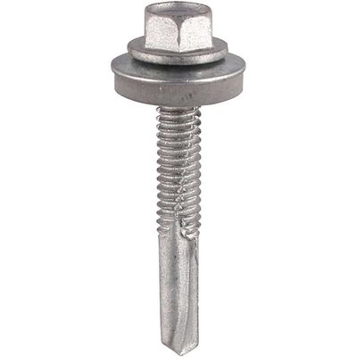 Timco H55W16B Metal Construction Heavy Section Screws - Hex - Epdm Washer - Self-Drilling - Exterior - Silver Organic 5.5 X 55 Box 100