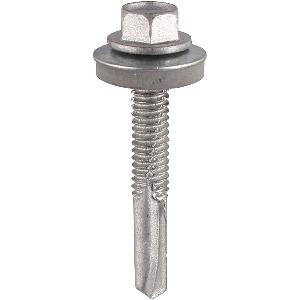 Timco H65W16B Metal Construction Heavy Section Screws - Hex - Epdm Washer - Self-Drilling - Exterior - Silver Organic 5.5 X 65 Box 100 - Image 1