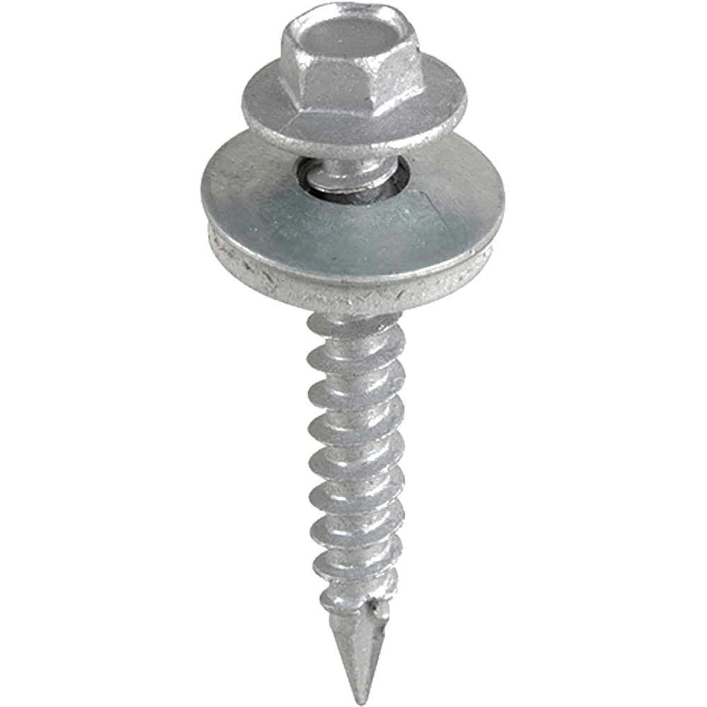 Timco DS32W16B Metal Construction Thin Sheet Metal To Timber Screws - Hex - Epdm Washer - Slash Point - Exterior - Silver Organic 6.3 X 32 Box 100 - Image 1