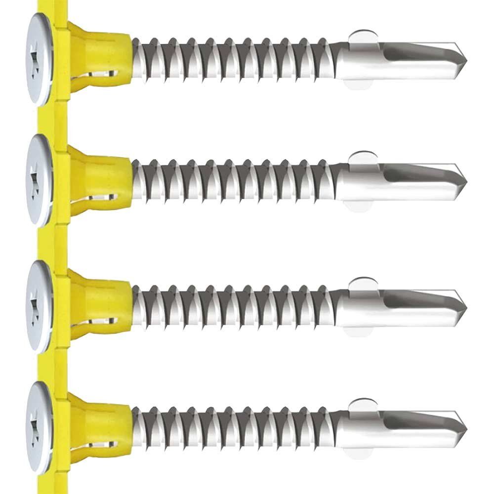 Timco 00044COLLW Collated Timber To Light Section Screws - Countersunk - Wing-Tip - Self-Drilling - Exterior - Silver Organic 4.8 X 44 - Image 1