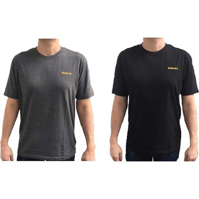 Stanley Mens T Shirt Twin Pack of 2 Grey / Black 2XL