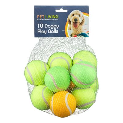 10 x Pet Living Doggy Play Tennis Balls