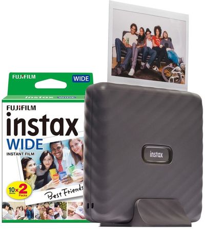 Fujifilm Instax Link Wide Printer - Mocha Grey - Printer + 20 Shot Pac
