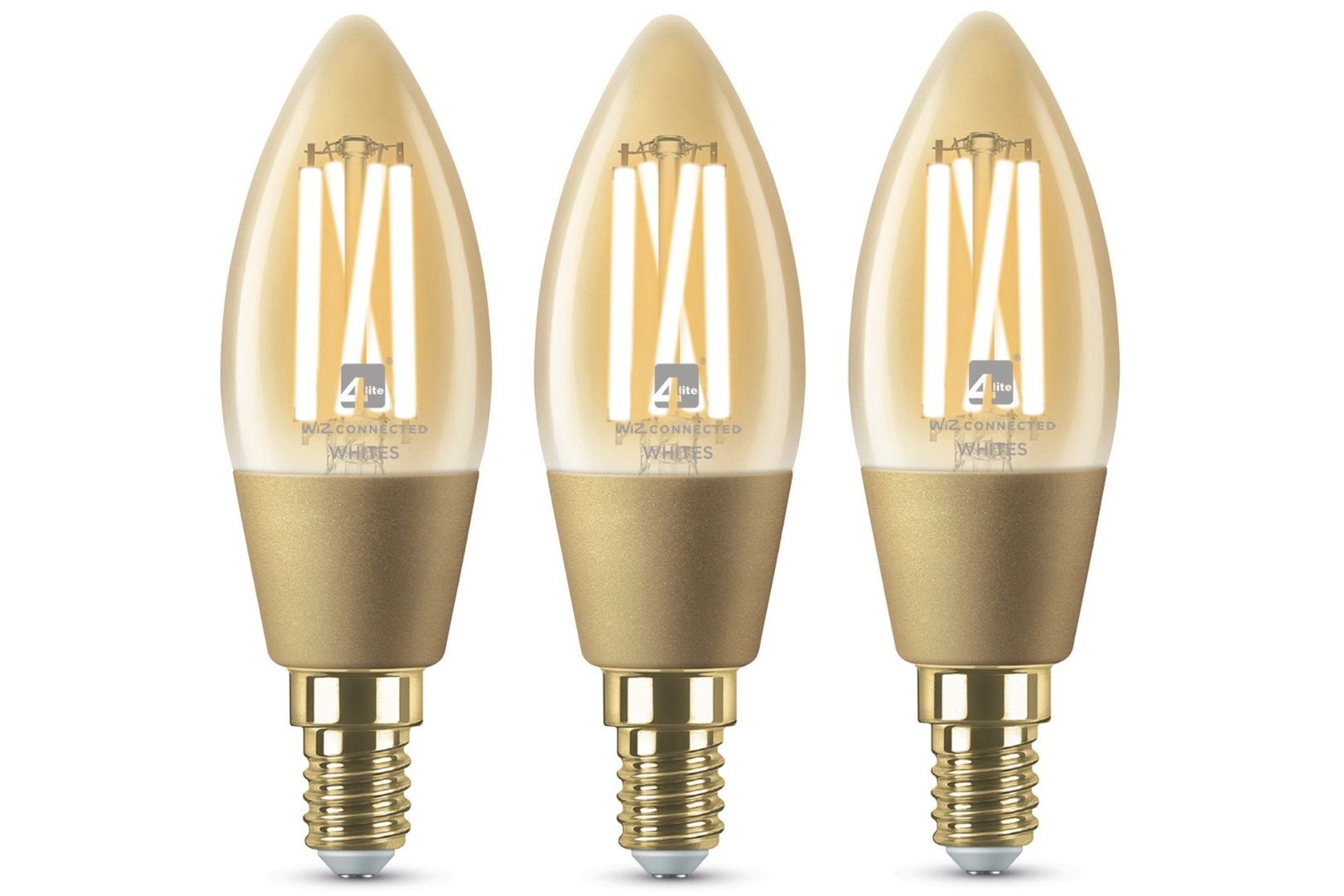 4LITE 4L1/8050 X3 Wiz Connected Smart LED Bulb - E14, Amber, Pack of 3 - Image 1