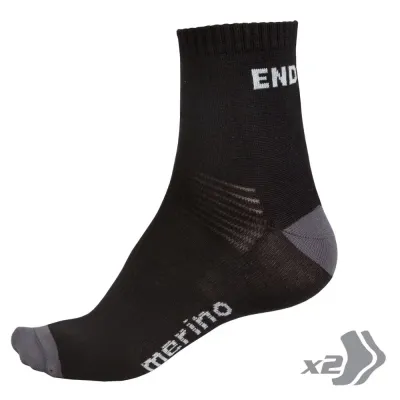 Endura BaaBaa Merino Socks x2 Pack Black