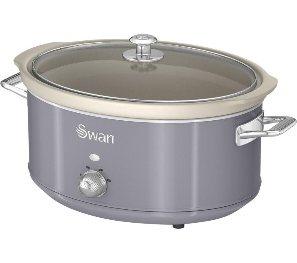 SWAN Retro SF17031GRN Slow Cooker - Grey, Silver/Grey - Image 1