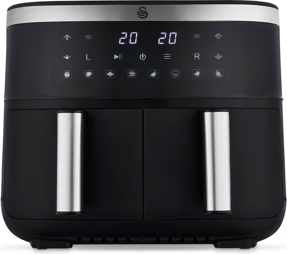 SWAN Vortx SD10518BLK Dual Air Fryer - Black, Black - Image 1
