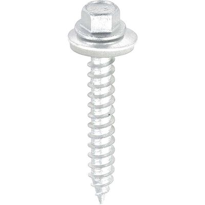 Timco DS45W16B Metal Construction Thin Sheet Metal To Timber Screws - Hex - Epdm Washer - Slash Point - Exterior - Silver Organic 6.3 X 45 Box 100