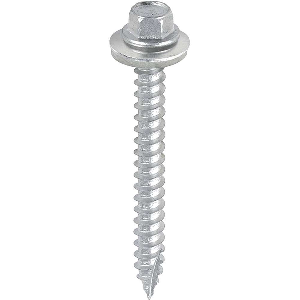 Timco DS60W16B Metal Construction Thin Sheet Metal To Timber Screws - Hex - Epdm Washer - Slash Point - Exterior - Silver Organic 6.3 X 60 Box 100 - Image 1