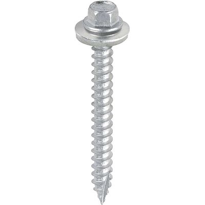 Timco DS60W16B Metal Construction Thin Sheet Metal To Timber Screws - Hex - Epdm Washer - Slash Point - Exterior - Silver Organic 6.3 X 60 Box 100