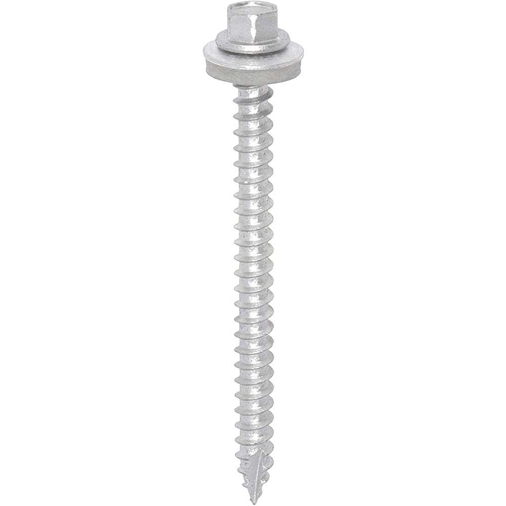 Timco DS80W16B Metal Construction Thin Sheet Metal To Timber Screws - Hex - Epdm Washer - Slash Point - Exterior - Silver Organic 6.3 X 80 Box 100 - Image 1