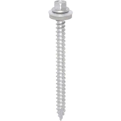 Timco DS80W16B Metal Construction Thin Sheet Metal To Timber Screws - Hex - Epdm Washer - Slash Point - Exterior - Silver Organic 6.3 X 80 Box 100