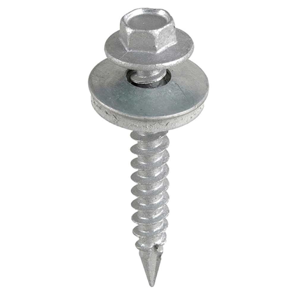 Timco DS100W16B Metal Construction Thin Sheet Metal To Timber Screws - Hex - Epdm Washer - Slash Point - Exterior - Silver Organic 6.3 X 100 Box 100 - Image 1