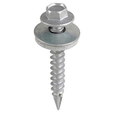 Timco DS100W16B Metal Construction Thin Sheet Metal To Timber Screws - Hex - Epdm Washer - Slash Point - Exterior - Silver Organic 6.3 X 100 Box 100