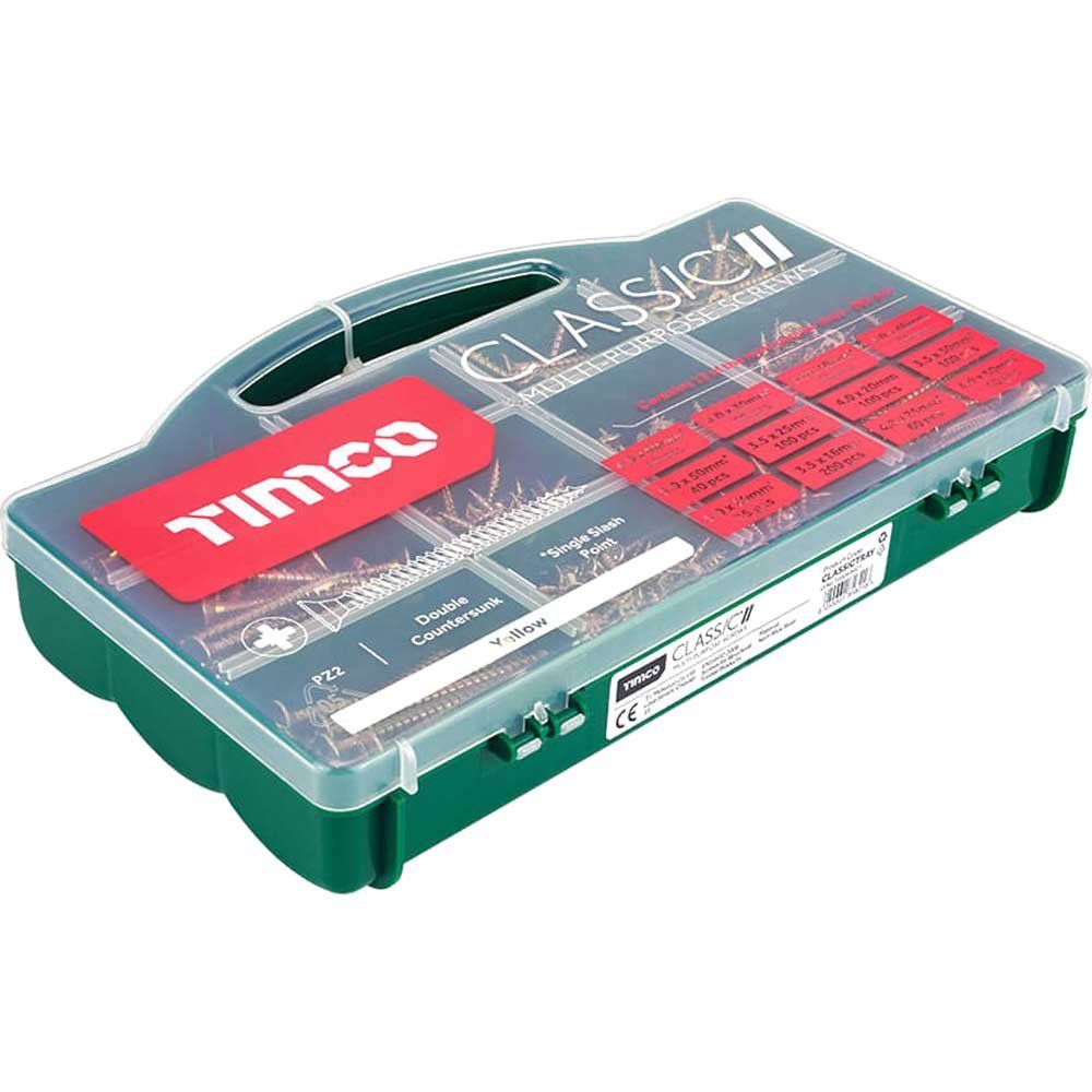 Timco CLASSICTRAY Classic Multi-Purpose Screws - Mixed Tray - Pz - Double Countersunk - Yellow 895Pcs Tray 895 - Image 1
