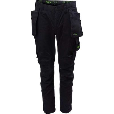 Apache Mens Bancroft Slim Fit Stretch Holster Trousers Black / Grey 40" 29"