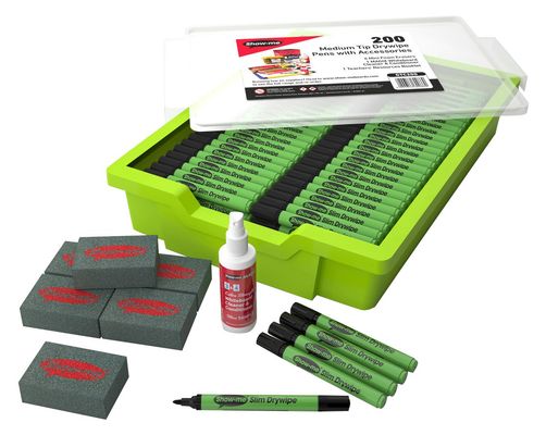 Show Me Dry Wipe Classroom Tray (Pack of 200) Black GTC200