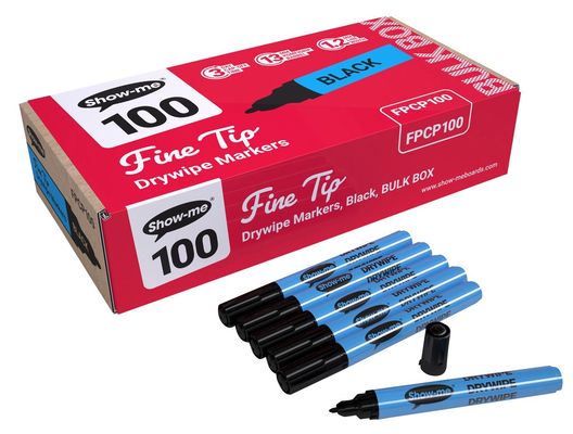 Show-me Drywipe Marker Fine Tip Black (Pack of 100) FPCP100