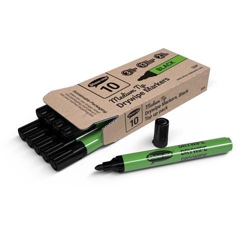 Show-me SHWME MED SLIM D/WPE MARKR BLK PK10 - Image 1