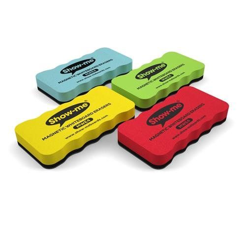 Show-me Magnetic Whiteboard Erasers Assorted Colours PK4 - MWE4 - Image 1