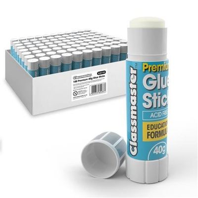 Classmaster Premium PVP Glue Stick 40g Acid Free Education Formula (Pack 100) - G40100