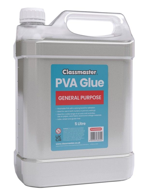Classmaster PVA Glue General Purpose 5 Litre - PVA5000RD - Image 1