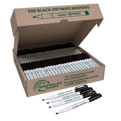 Re:create Drywipe Pens Black (Pack 200) - RDME200