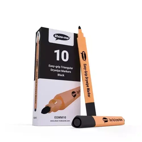 Show-me Triangular Whiteboard Pens Black (Box 10) - EGWM10 - Image 1