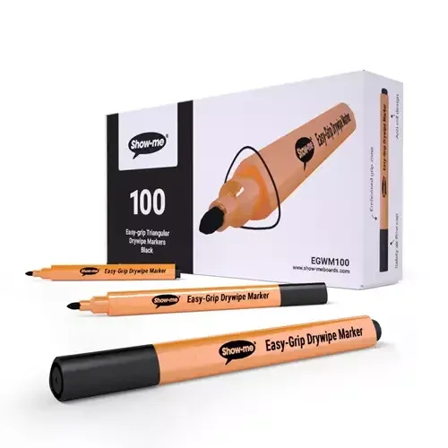 Show-me Triangular Whiteboard Pens Black (Box 100) - EGWM100 - Image 1