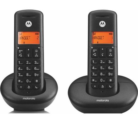 MOTOROLA E202 Cordless Phone - Twin Handsets, Black, Black