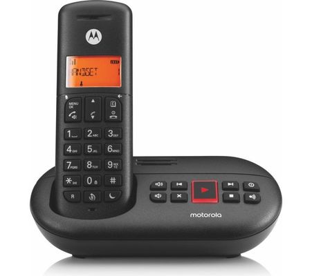 MOTOROLA E211 Cordless Phone - Single Handsets, Black, Black