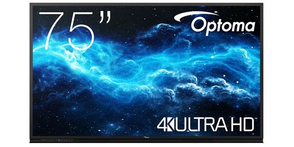 Optoma 3752RK Interactive flat panel 190.5 cm (75") LED Wi-Fi 400 cd/m 4K Ultra HD Black Touchscreen Built-in processor Android 11
