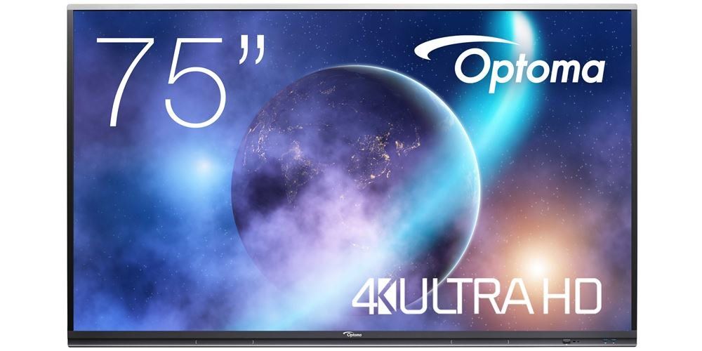 Optoma 5752RK+ Interactive flat panel 190.5 cm (75") LED 400 cd/m 4K Ultra HD Black Touchscreen Built-in processor Android 11 - Image 1