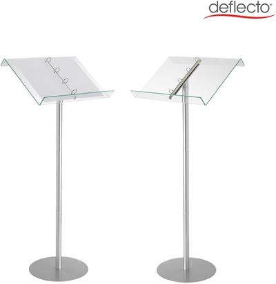Deflecto Lectern Floor Stand with Ring Binder - Green Tinted Glass Eff