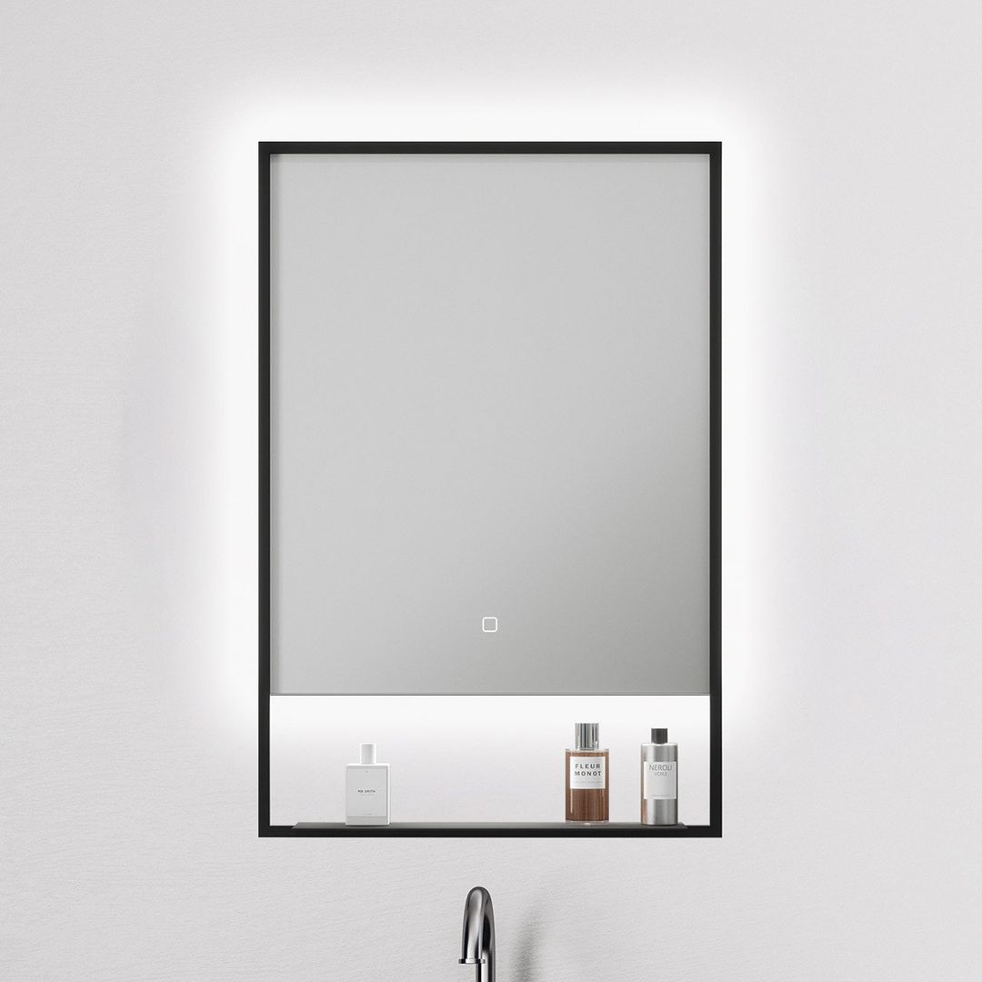 nxt gen Rhodes LED 500x700mm Illuminated Bathroom Mirror with Demist Pad and Shelf - Image 1