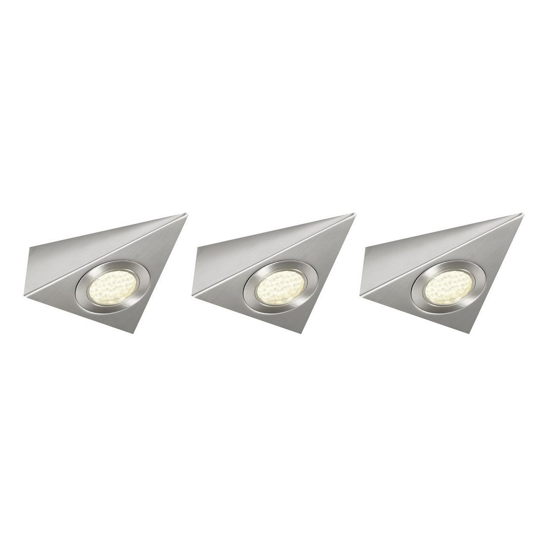 nxt gen LED Under Cabinet Light 1.8W Georgia Triangle Cool White 4000K in Brushed Nickel (3 Pack) - Image 1